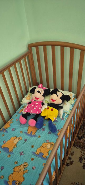 Patut leagan bebe copil Pali Italia, saltea cocos,aparatoare, lengerie