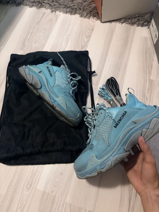 Balenciaga Triple S Chunky Sneakers Light Blue Grey Size 41