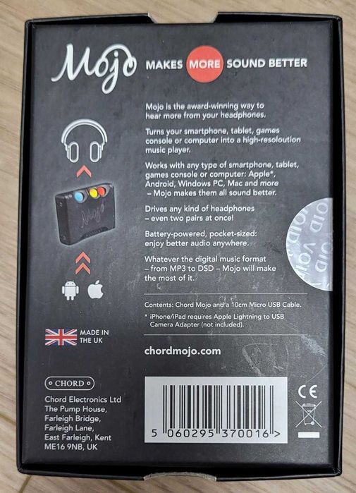 DAC + AMP căști Chord Mojo – FPGA / Sunet High-End / 32bit 768kHz / stare impecabilă