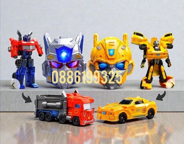 3в1 Комплект Трансформърс Авторобот + Кола + 2бр Светеща маска