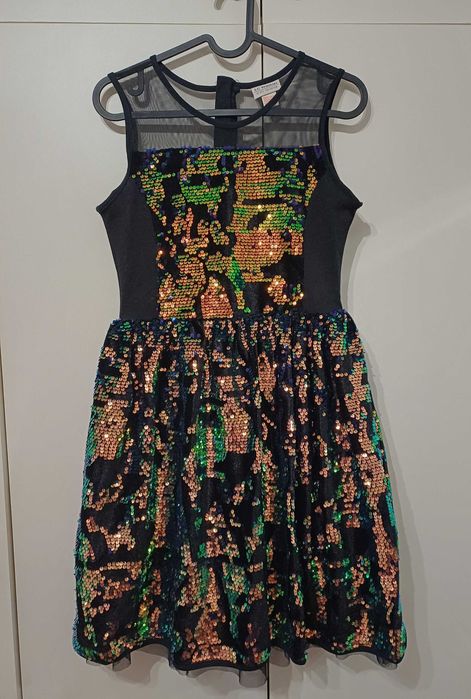 Официална рокля с паети 146-152см