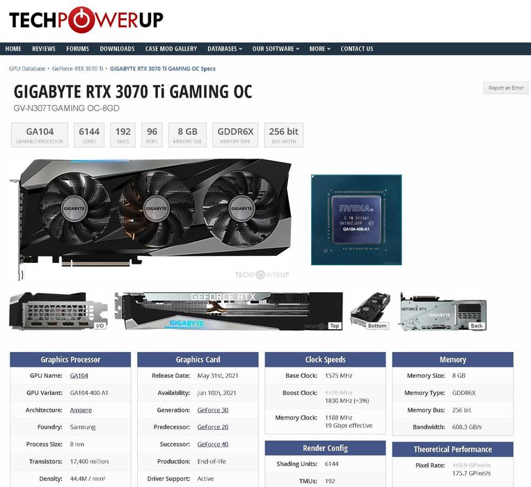 Placa video jocuri  GeForce RTX 3070 Ti GAMING OC 8G