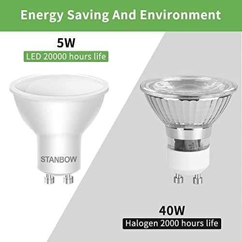 Нови 6 броя Енергоспестяващи GU10 LED крушки, 3000K, дълъг живот, без трептене