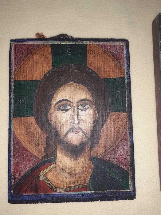 icoana veche Isus Maica Domnului pictura pe lemn