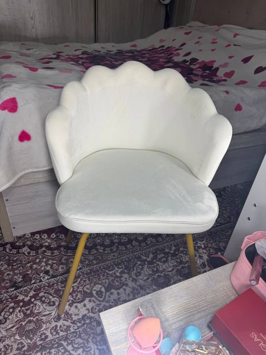 Кресло ракушка велюр белое | мягкий стул | дизайнерское кресло | для