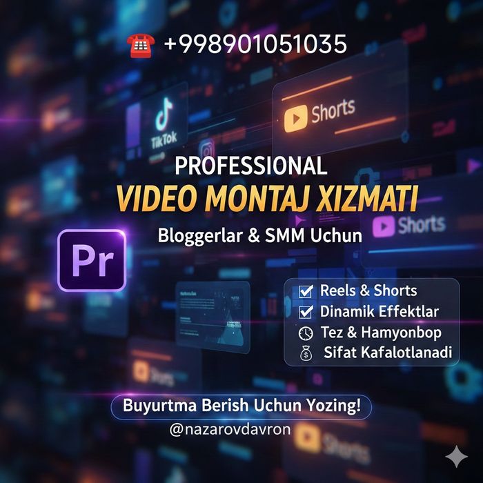 Video montaj xizmati. Услуги по видеомонтажу.