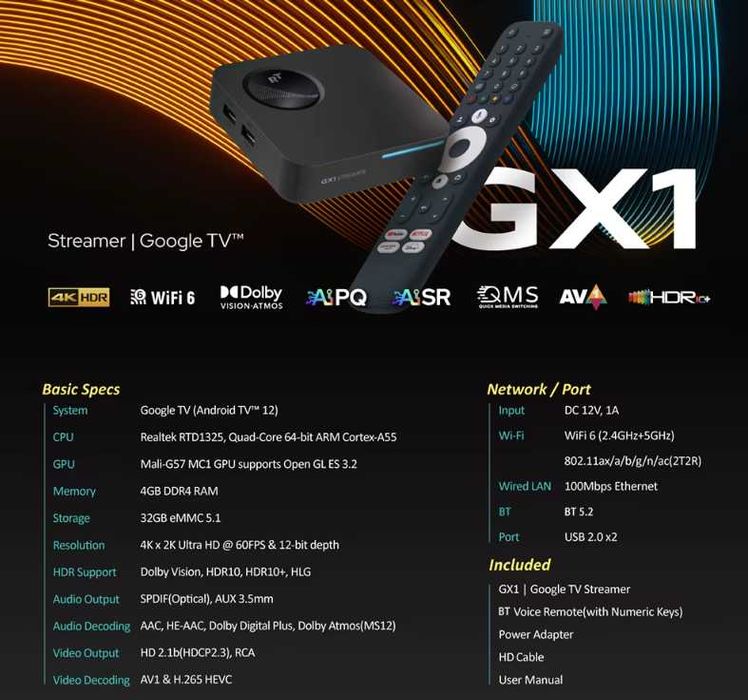 ROCKTEK GX1 4ГБ 32ГБ Google TV 14