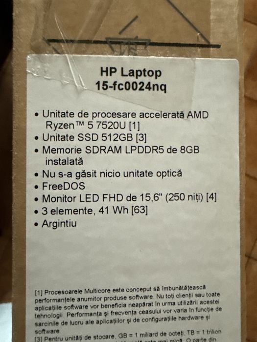 Laptop HP model 15-fc0024nq
