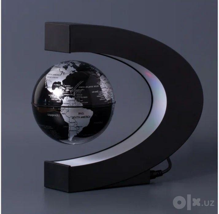 Левитирующий глобус с RGB-подсветкой (чёрный) (D - 9см)