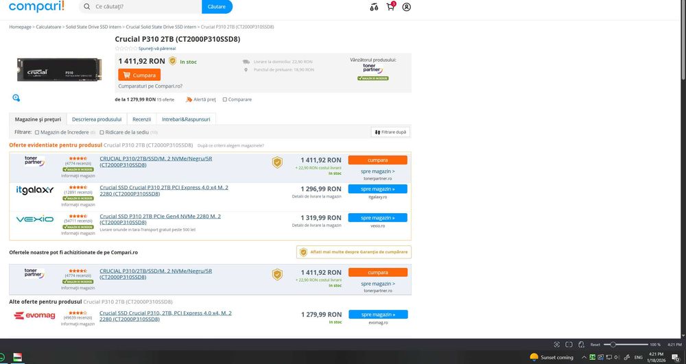 SSD Crucial P310 2TB M.2 NVMe PCI-E Gen4