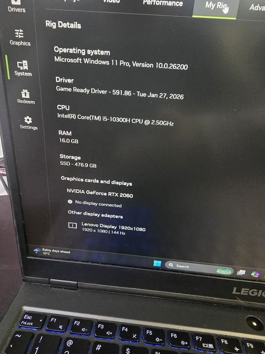 Геймърски Lenovo Legion 5- i5, 16gb ddr4, RTX 2060, 512gb nvme, 144 hz