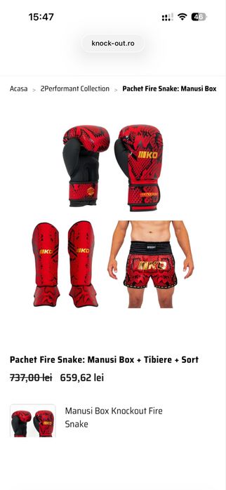 Pachet kickbox ( tibiere + manusi+ bandaj+ short MMA)