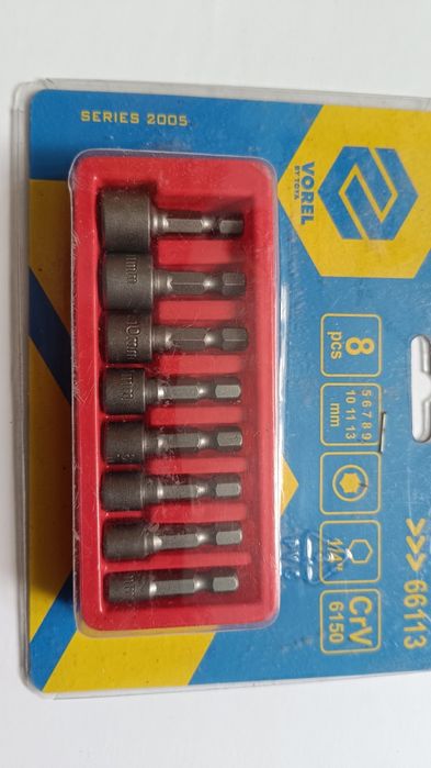 Set 8 tubulare cu bit hexagonal Vorel 5-13mm, Cr-V