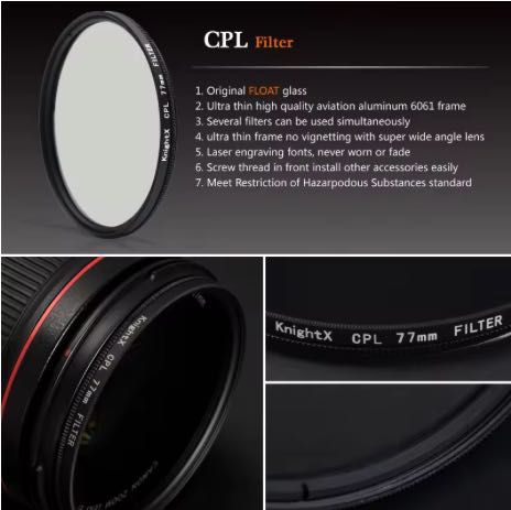 Комплект филтри KnightX CPL + ND2-1000 72mm CPL ND