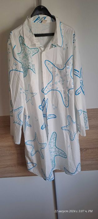 Ефирна лятна рокля 4XL, морска риза 3XL