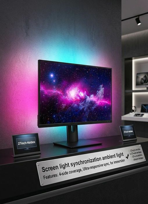 Умная Ambilight RGB подсветка для монитора 27" (4 стороны)