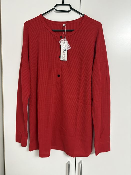 Women's Long Sleeve Waffle Knit Pullover T-Shirt Lightweight Henley*