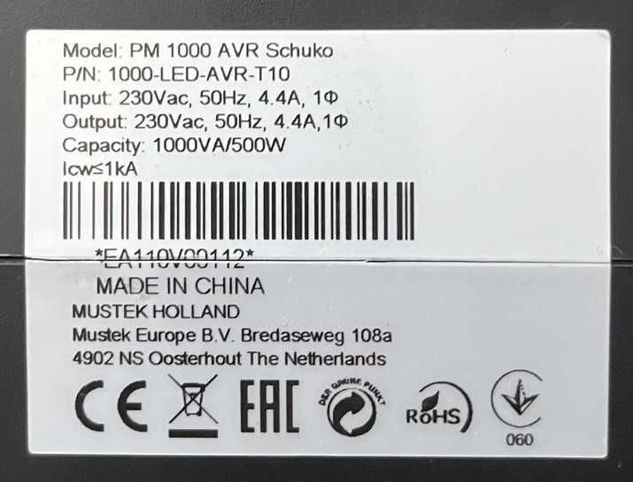 Stabilizator de tensiune Mustek PM 1000 AVR