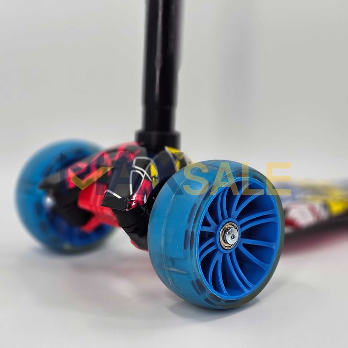 Детска тротинетка с 3 светещи колела синьо триколка колело дете спорт