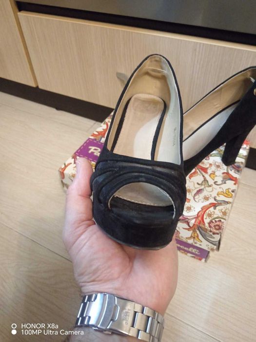 Обувки велур висок ток