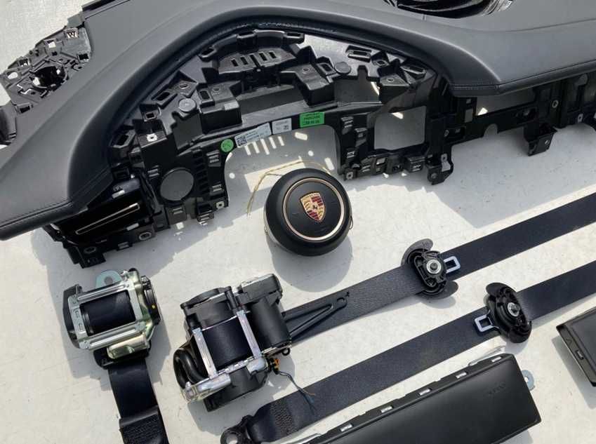 Porsche Taycan - plansa de bord - kit airbag volan pasager genunchi cortina plafon - set centuri de siguranta
