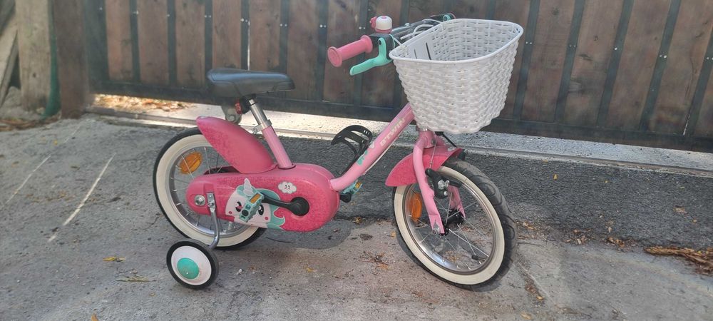 Детски велосипед B’TWIN Unicorn 500, 14”, с аксесоари