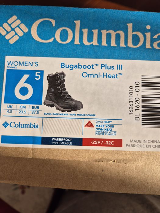 Columbia - Дамски ботуши за сняг, Найлон, Естествена кожа, Черни, 37.5