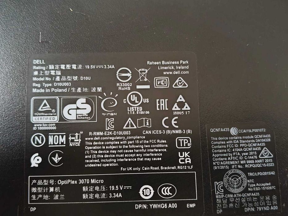 Mini PC Dell OptiPlex 3070 Micro, i5 9500T, 256GB NVMe, 8 Gb DDR4 WiFi