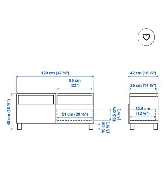TV шкаф с 2 чекмеджета