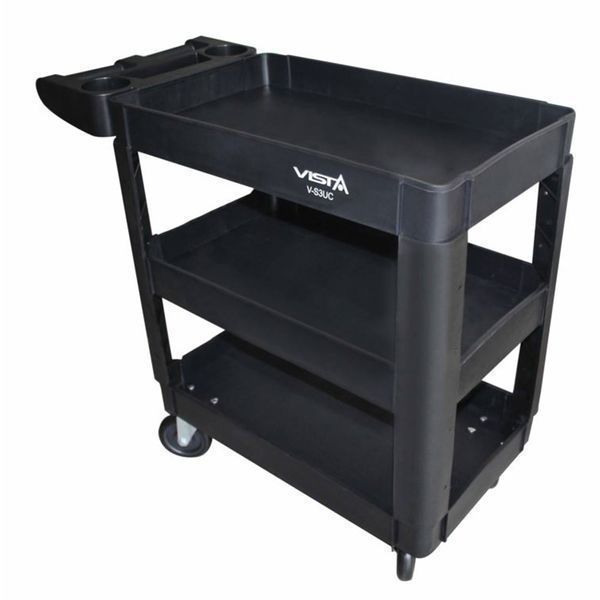 Мобилна количка за инструменти, издръжлива пластмаса, 3 рафта, 250 кг,