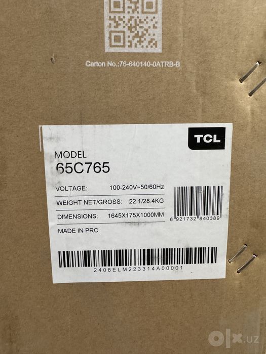 Телевизор TCL 65 С765 PREMIUM QD-Mini LED 4K 144 ГЦ Доставка бесплатно