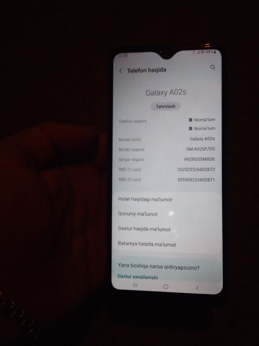 Samsung A02s sotiladi