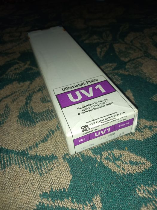 Placi ORWO UV1 - de sticla - spectrale UV - originale 1988 - 12 placi
