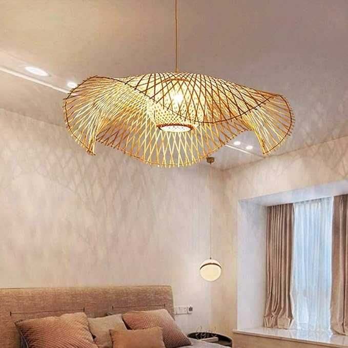 Намален с 20 лв! Ретро естествен бамбуков полилей ратан  Винтидж таван