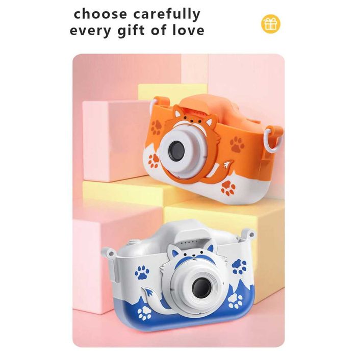 Дигитален детски фотоапарат STELS Q70s, Игри, Снимки, Син, Оранжев