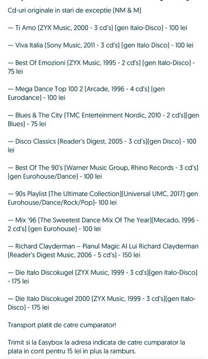 Cd-uri compilatii muzica Italo-Disco/Eurohouse/Blues