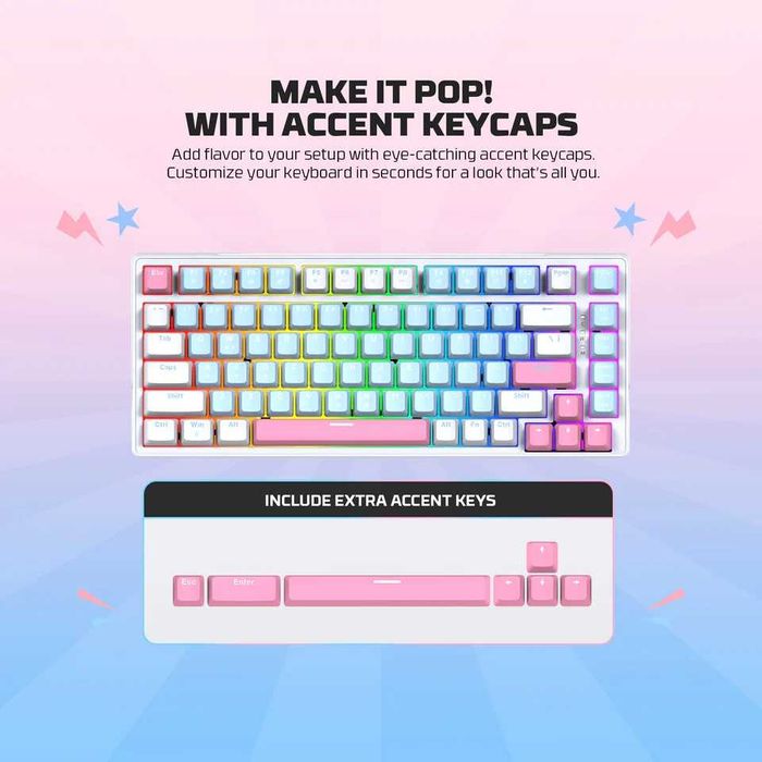 Tastatură mecanică TEKHERO ATOM X83 AME, 83 taste, RGB, Hot-Swap, USB-C, wired gaming lichidarestoc garanție 2 ani