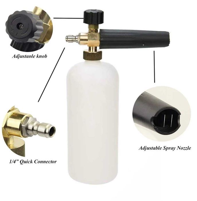 Пянообразуваща дюза Foam Cannon 1 л Quick Connect 1/4 - 5 дюзи в комплекта