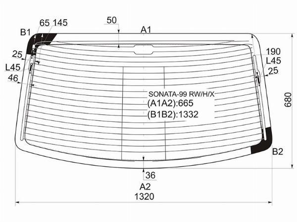 Стекло заднее с обогревом  Hyundai Sonata