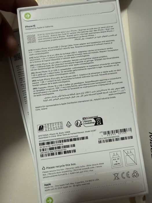 Iphone 16 black 128 gb