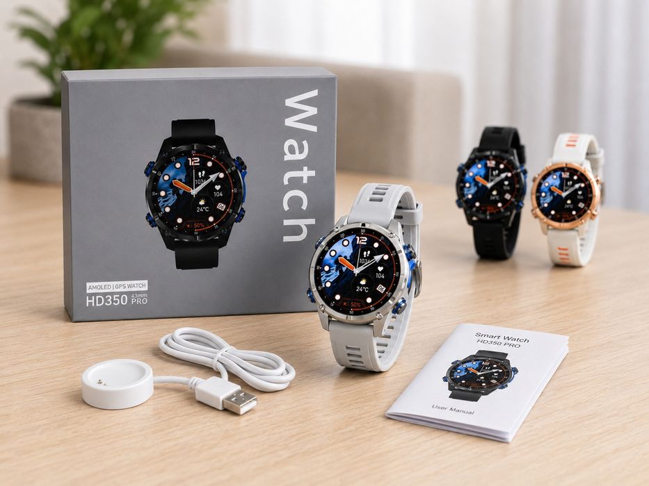 Смарт часы HD350 PRO AMOLED GPS 43 мм Smart Watch Android iPhone