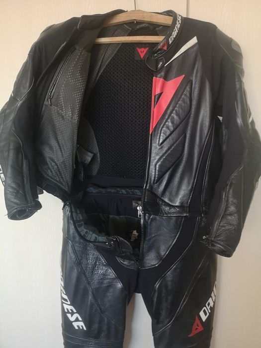 Costum moto piele Dainese 2 piese cocoasă aerodinamica racing speed