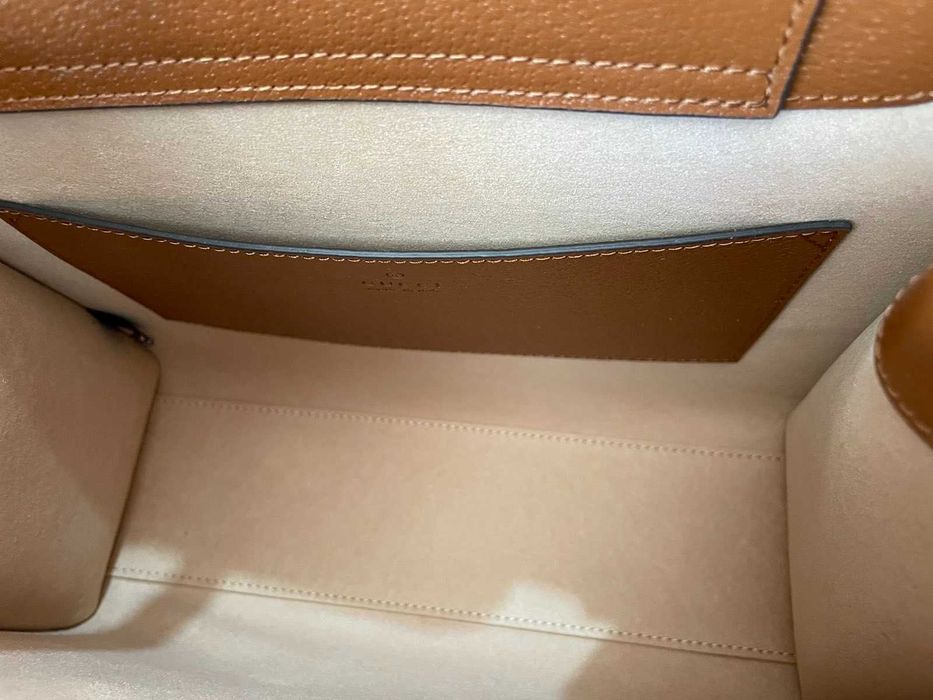 Дамска чанта Gucci Гучи Diana Кафява Кожа Бамбук Златно Gold GG Лого