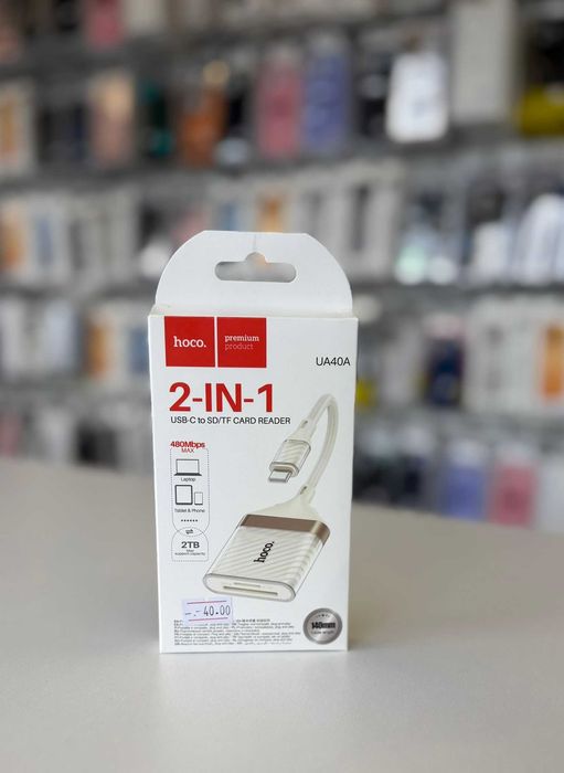 Cititor de Carduri 2-in-1, SD/TF, cu conector USB-C, 480Mbps