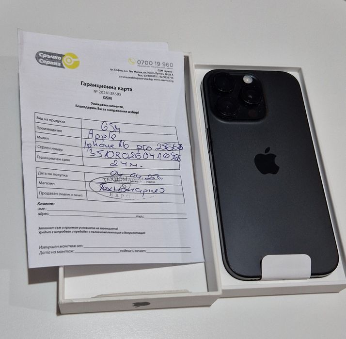 КАТО НОВ!!! iPhone 16 pro 256 Black   90%