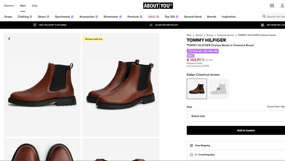 Ghete chelsea 43 premium Tommy Hilfiger NOI piele naturala moale cogna