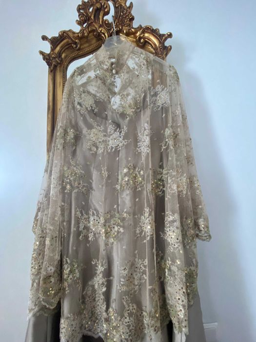 rochie lunga eveniment designer satin dantela marime M