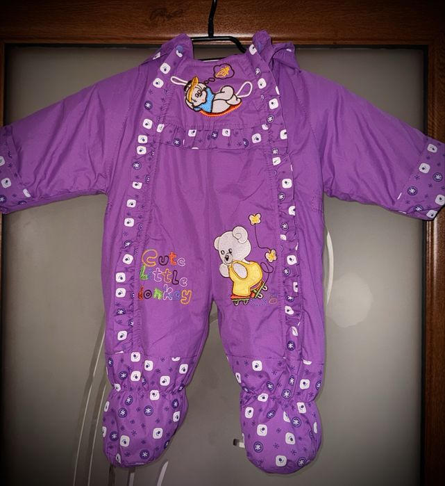 Vand combinezon bebe, mov, gros si calduros, marimea 68.