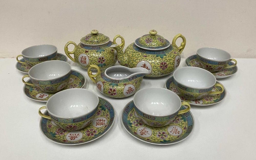 Сервиз за чай, порцеланов, китайски, оригинален - 17 части - НОВ!