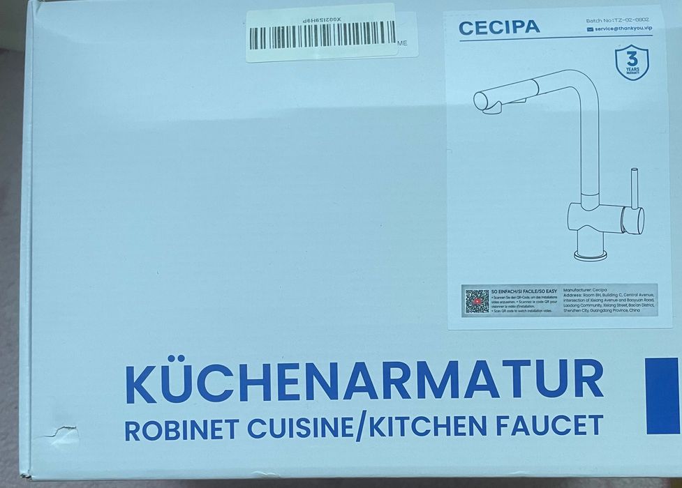 Нов CECIPA кухненски смесител Black-Chrome | 360° | Изтеглящ душ